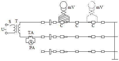 變電所測量接頭電阻的試驗接線圖